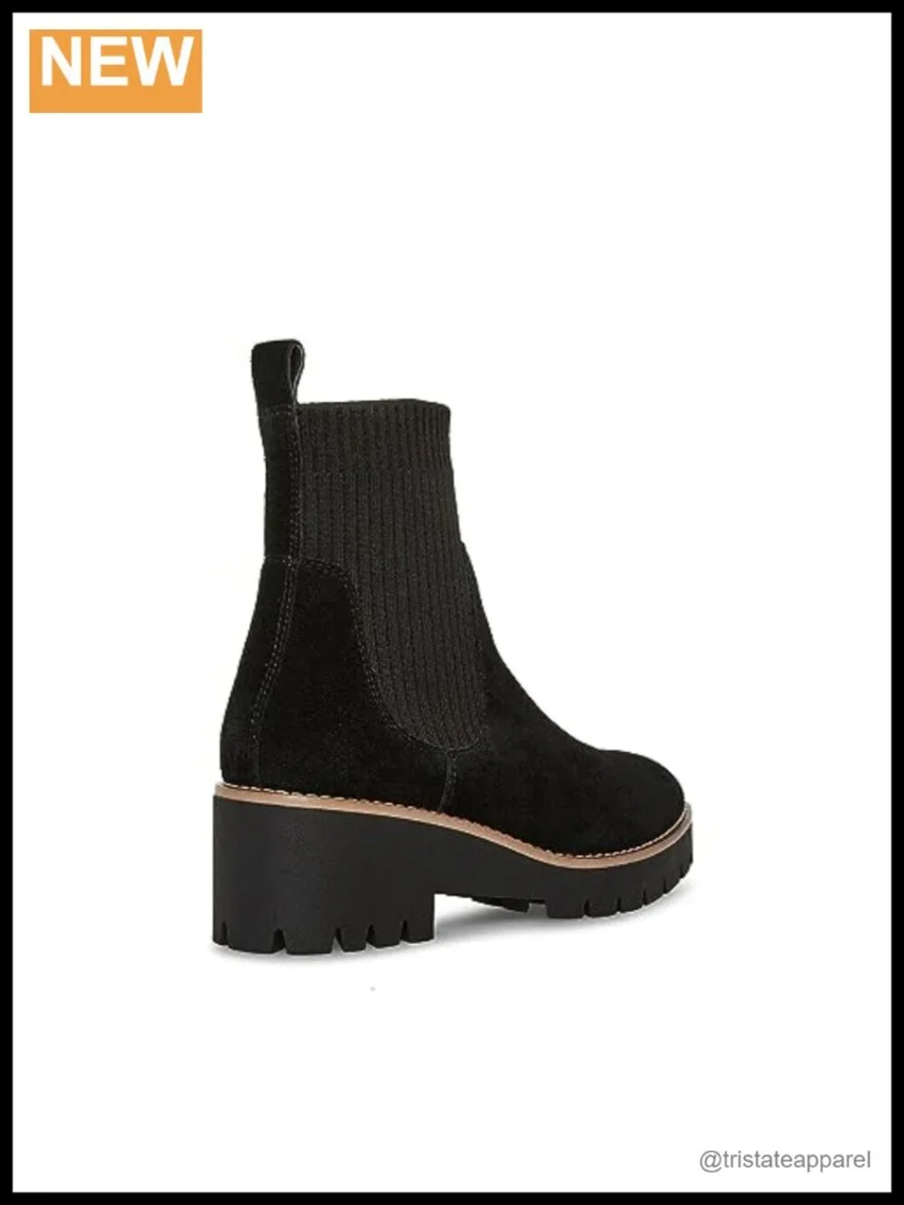 Waterproof Suede Ankle Booties with Lug Heel, Pull-On